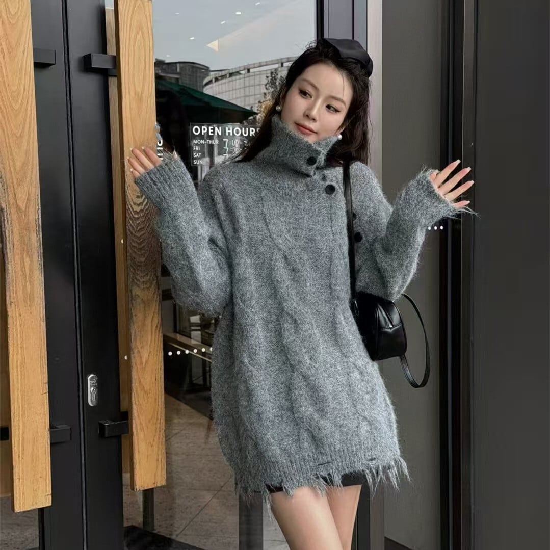 【tops】折り襟ニットセーター　M29319