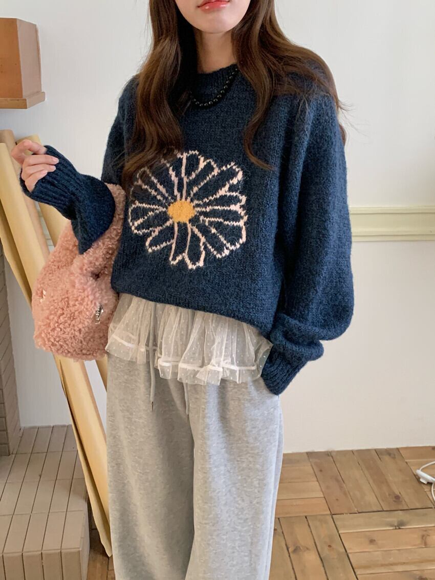 【tops】刺繍ニットセーター　M28269
