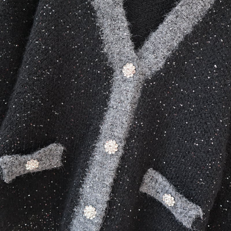 【outer】スパンコールニットカーデ　M27902