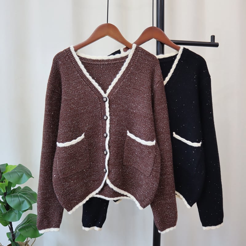 【outer】Vネックニットカーデ　M25697