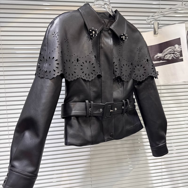 【set】カットワークレースジャケット×ティアードスカートセット Q7329