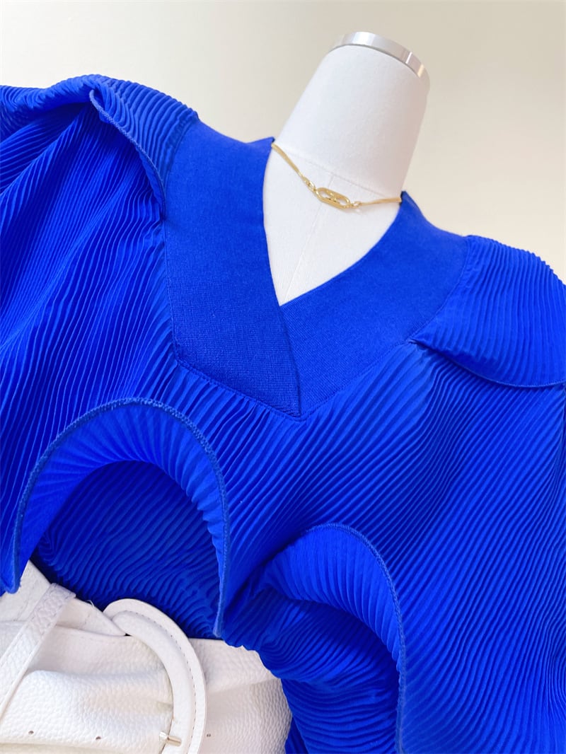 【tops】VネックフリルブラウスF7054