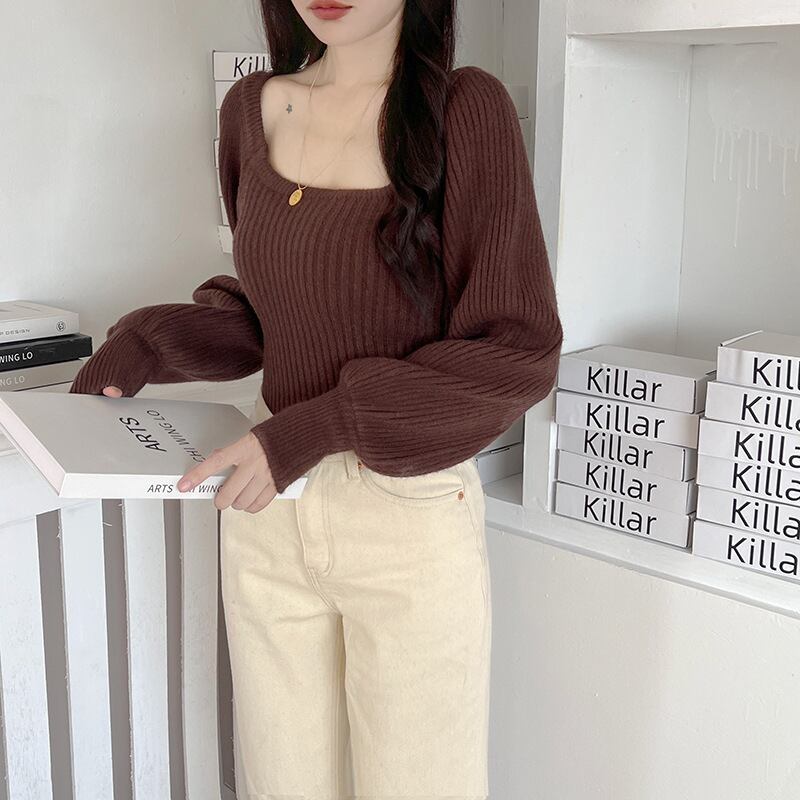 【tops】パフスリーブニットトップス　M18836
