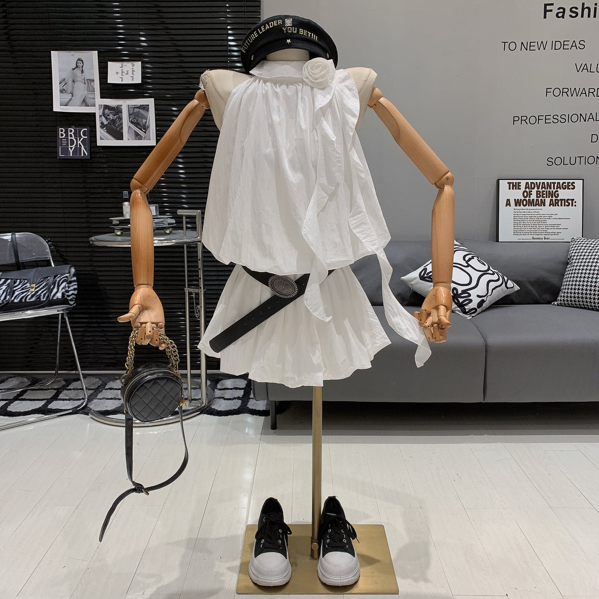【dress】立体フラワーワンピースベルト付き　M25012