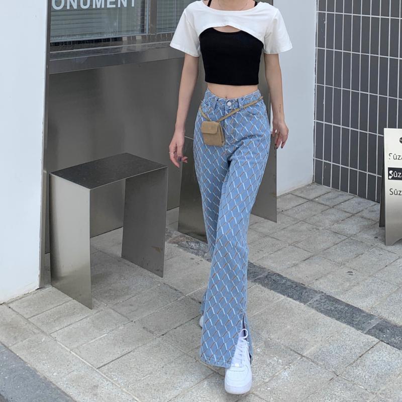 【bottoms】個性的なデザインレトロ夏デニムガウチョパンツ G0253