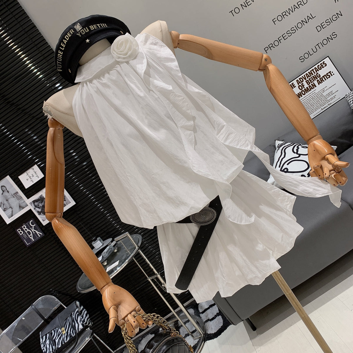 【dress】立体フラワーワンピースベルト付き　M25012