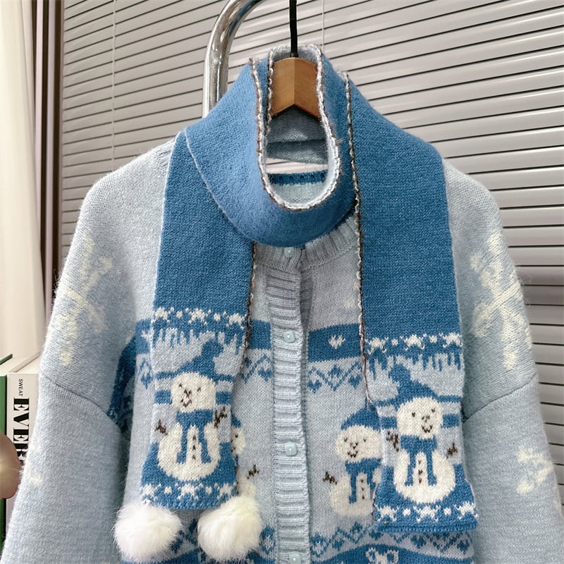 【outer】ニットカーデマフラー付き　M27909