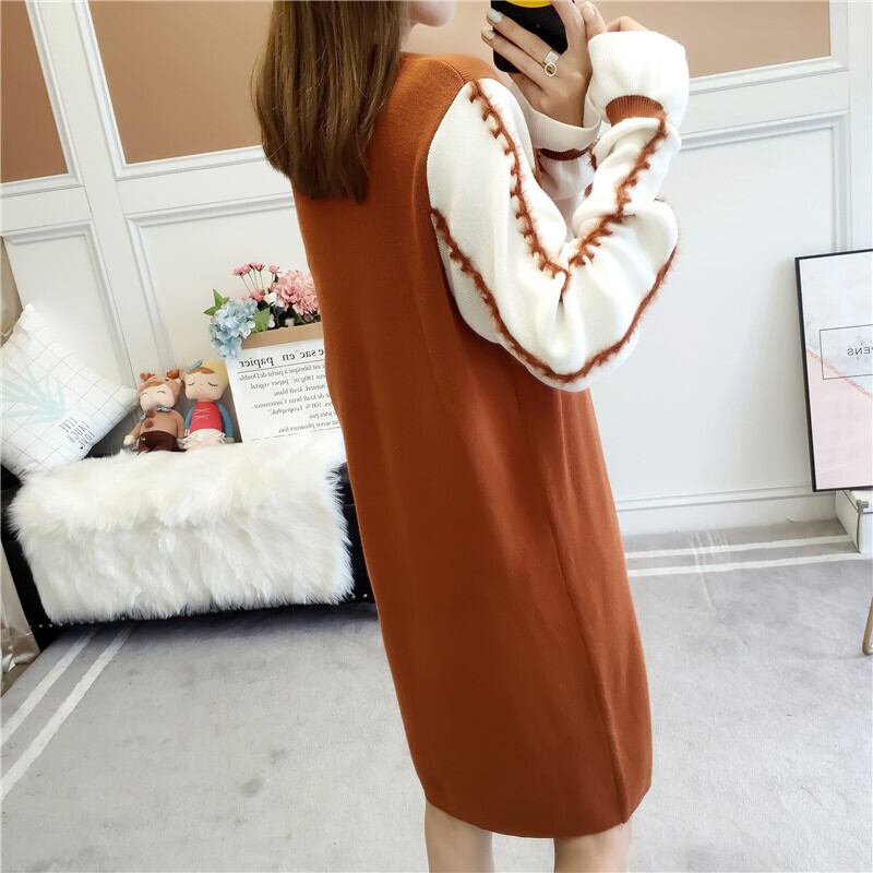 【dress】美人度アップ!気質満点スウィートスカラップスリーブ厚手ニットワンピース G3284