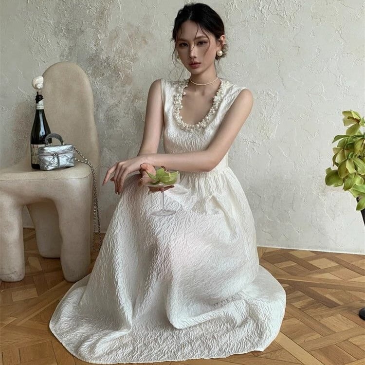 【dress】パールノースリーブワンピース　M24311