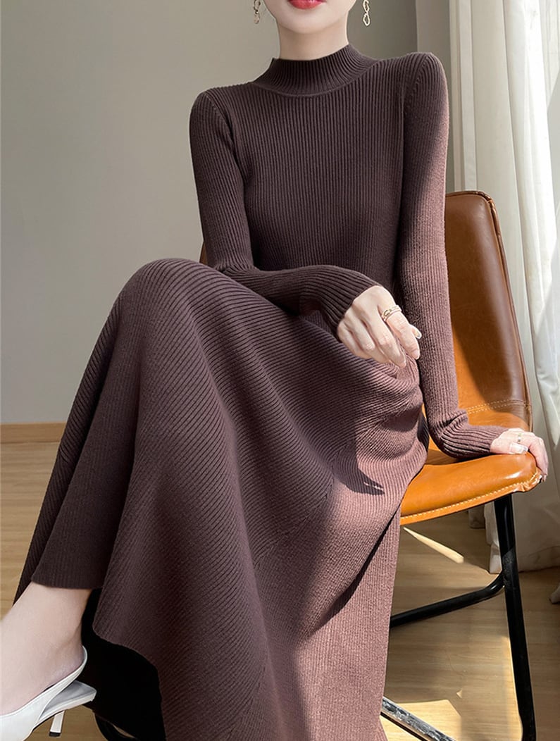 【dress】ハイネックニットワンピース Q7316