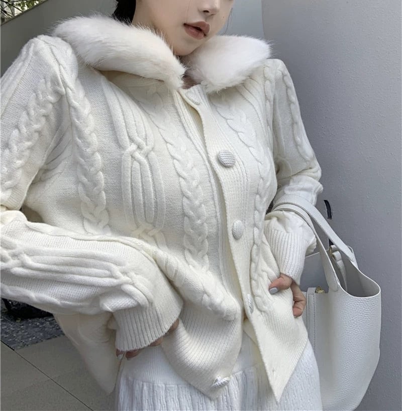 【outer】ファーニットカーデ　M26201