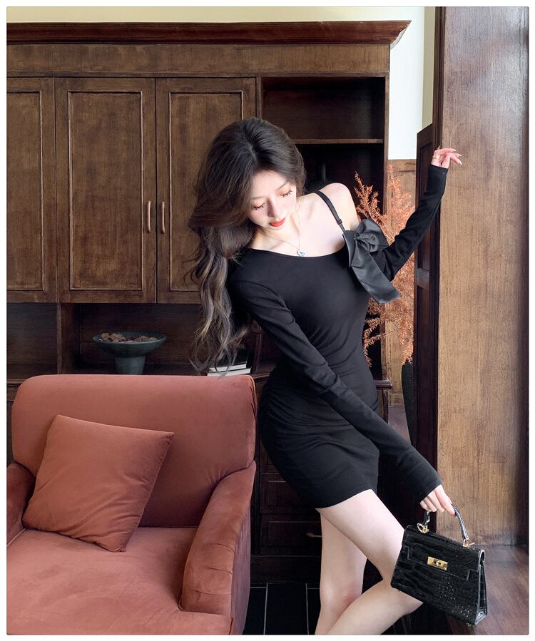 【dress】オフショルダーニットワンピース　M28868