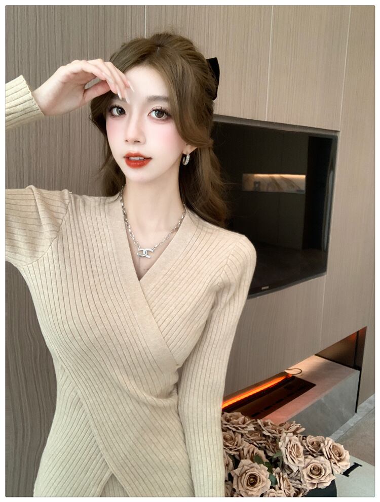 【set】カシュクールニットトップス×マーメイドスカートセット　M18635