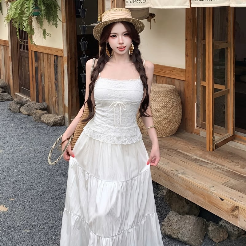 【tops】2色展開レースキャミソール Q8519