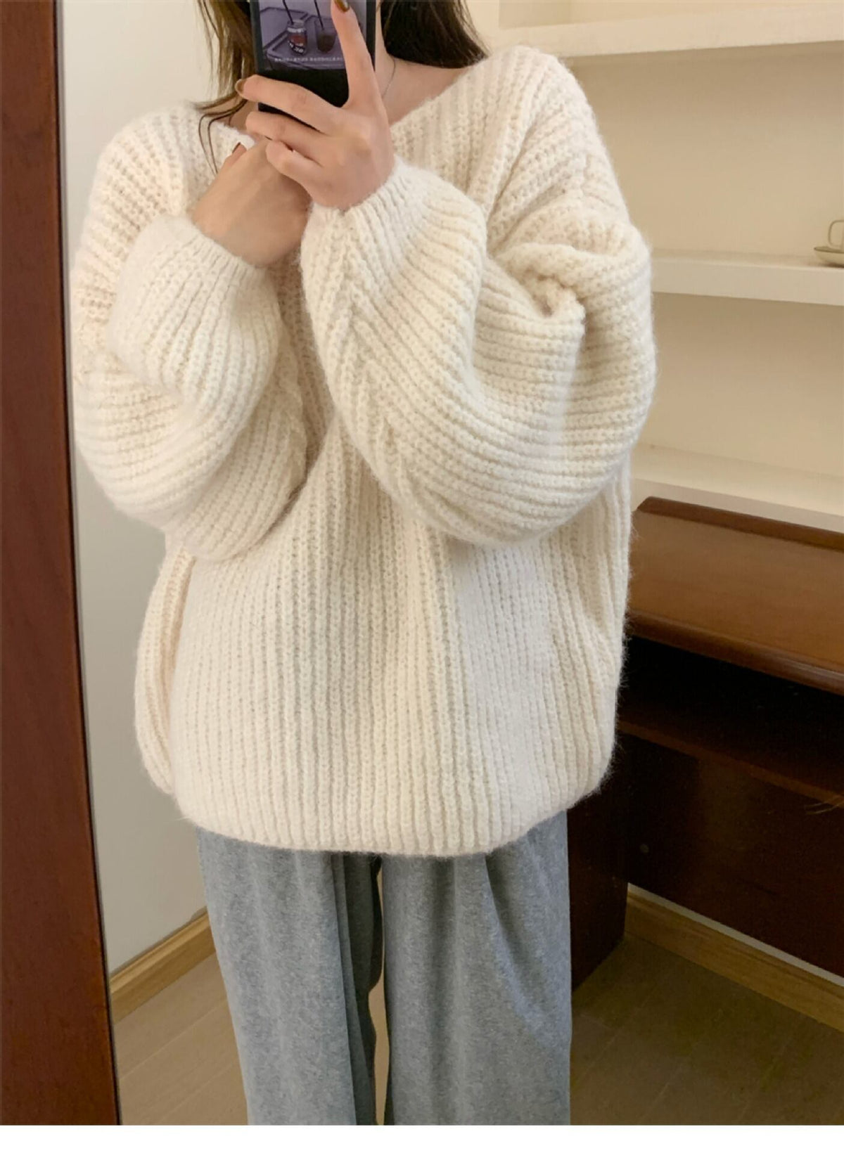 【tops】クルーネックニットセーター　M18988