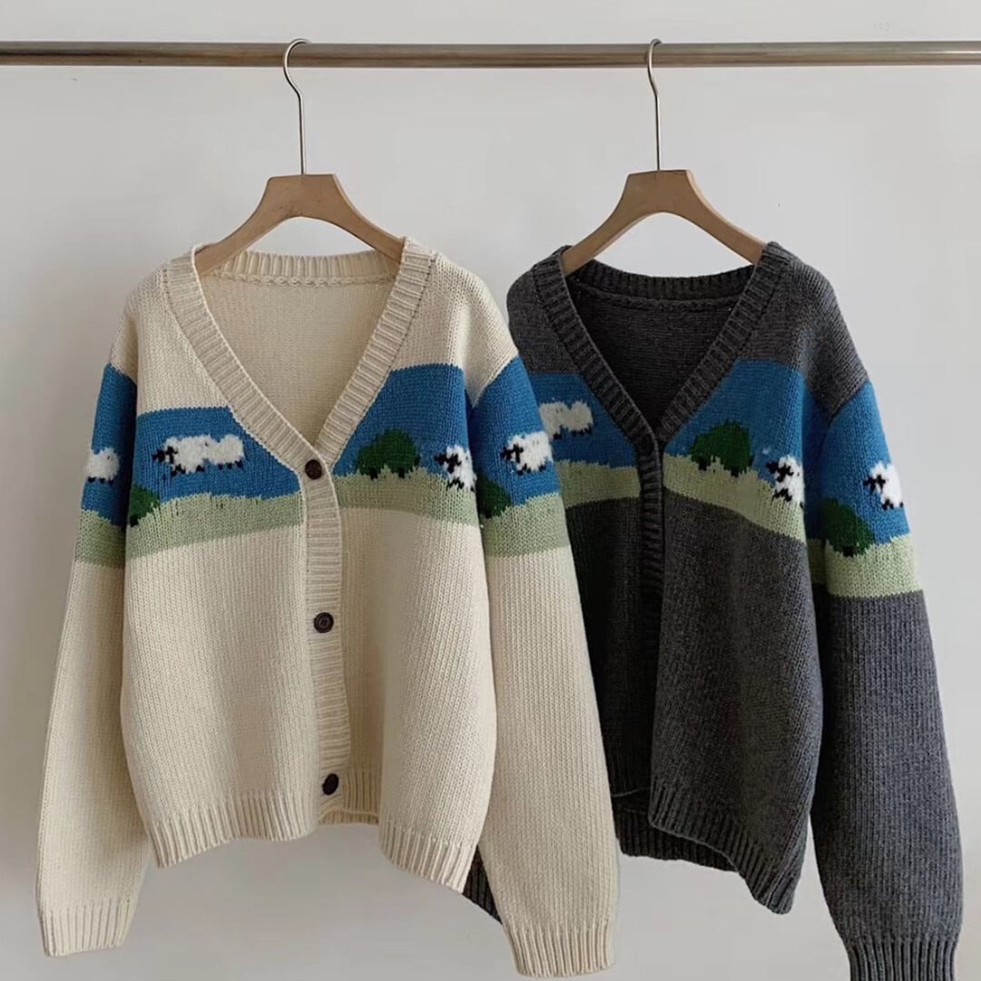 【outer】ジャカードニットカーデ　M27350