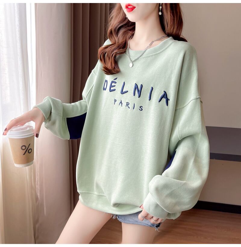 【tops】必ず目を引く秋新作〜3色ラウンドネック長袖ファッション配色英字柄着回しパーカーF0729