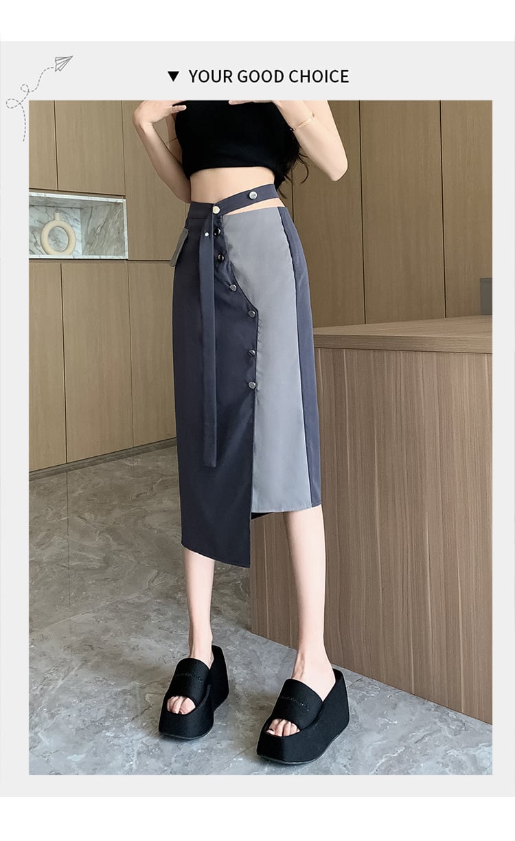 【bottoms】不規則ハイウエストスカートG20941