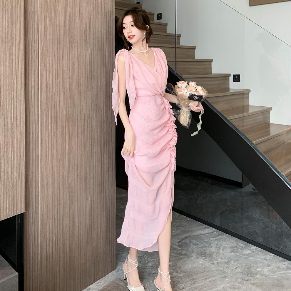 【dress】Vネックギャザーワンピース G20117