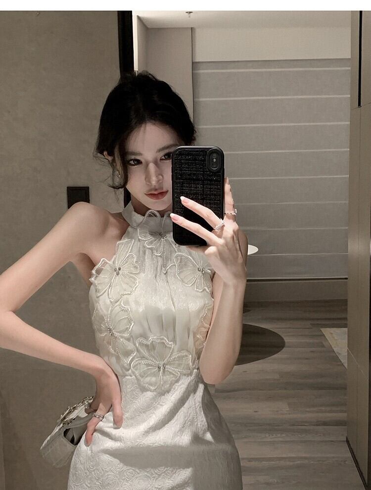 【dress】ホルターネック体型カバーワンピースG21012