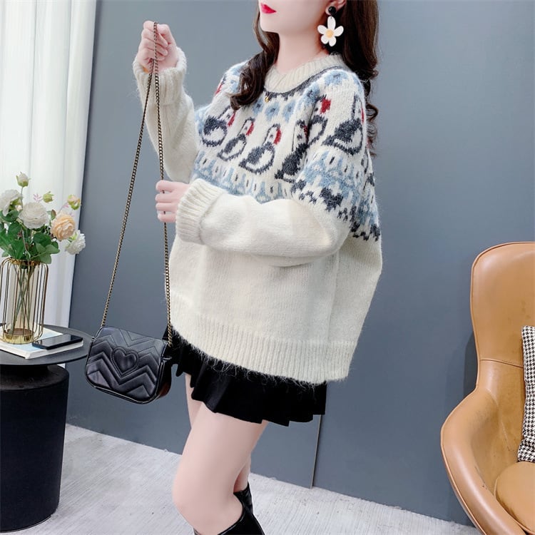 【tops】ジャカードニットセーター　M27647