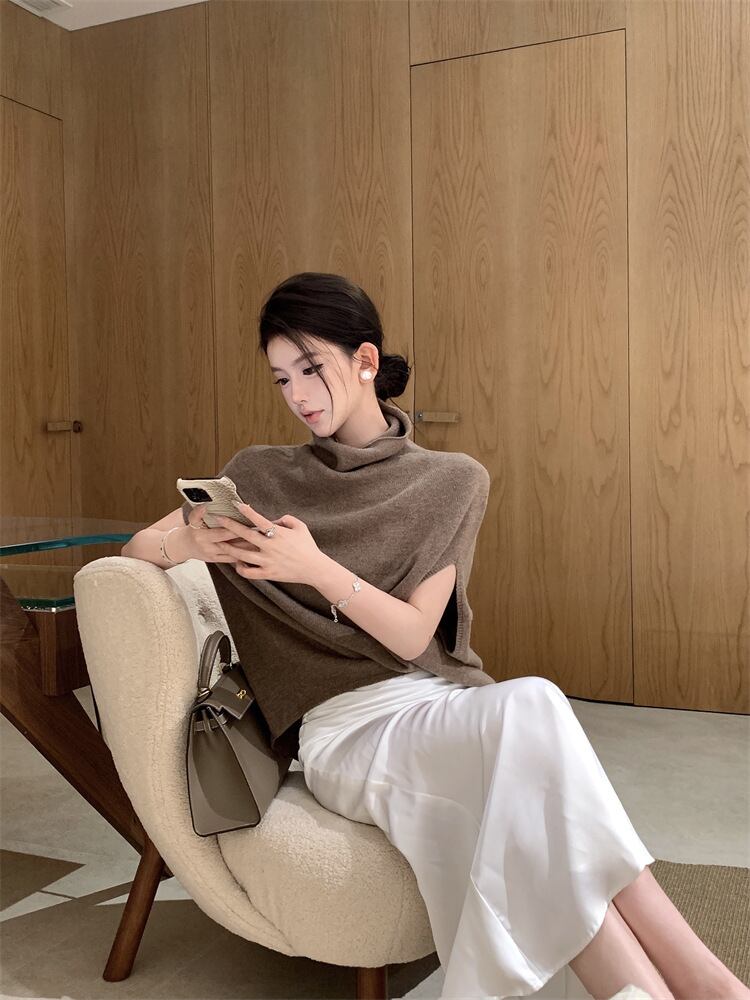 【tops】ハイネックニットケープ　M27049