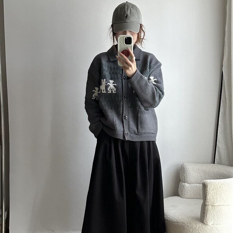 【outer】ジャカードニットカーデ　M27348