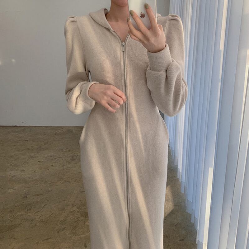 【dress】好感度満載！気質満点体型カバー着痩せパフスリーブワンピース G10915