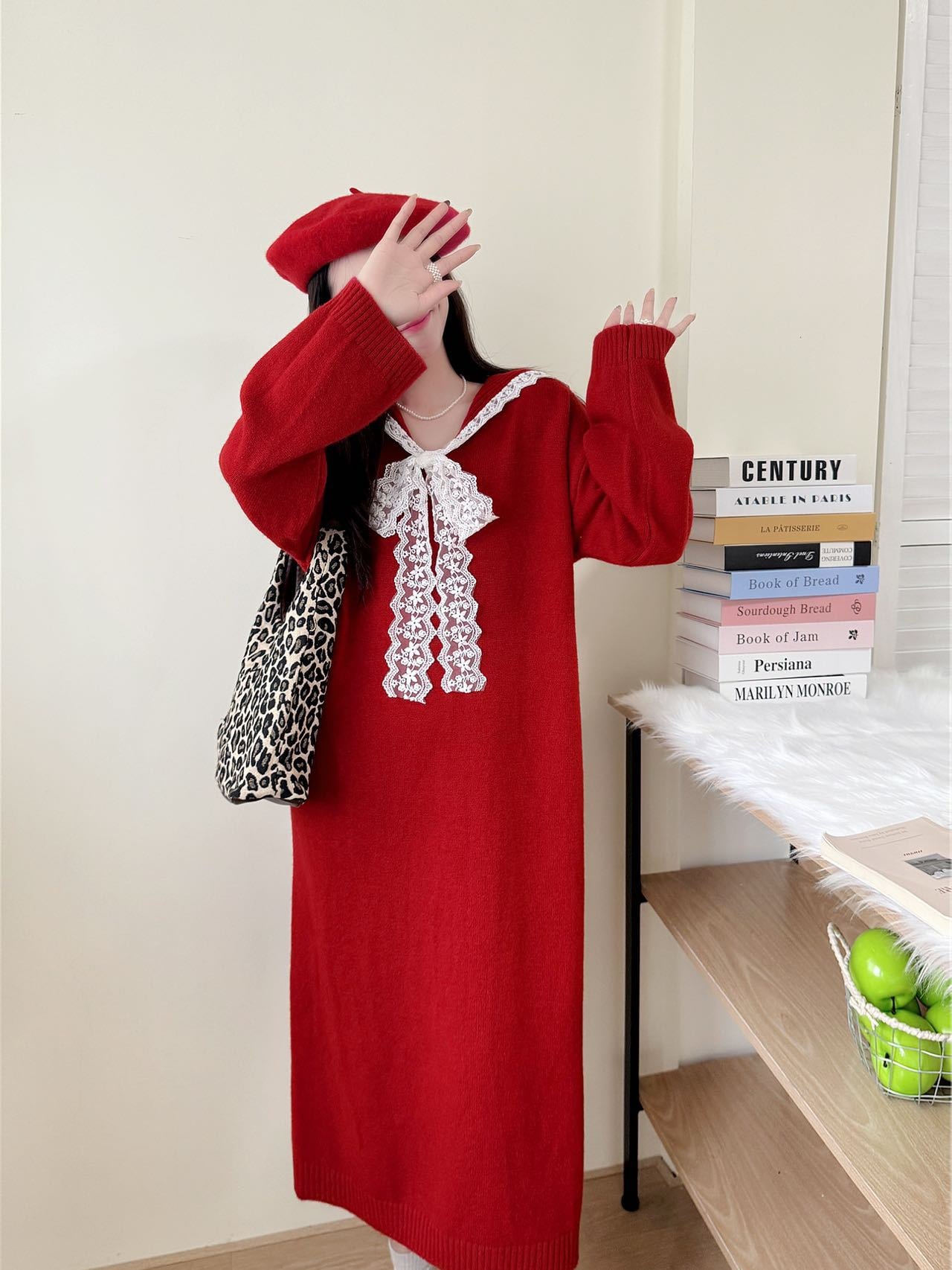 【dress】セーラーカラーニットワンピース Q7770