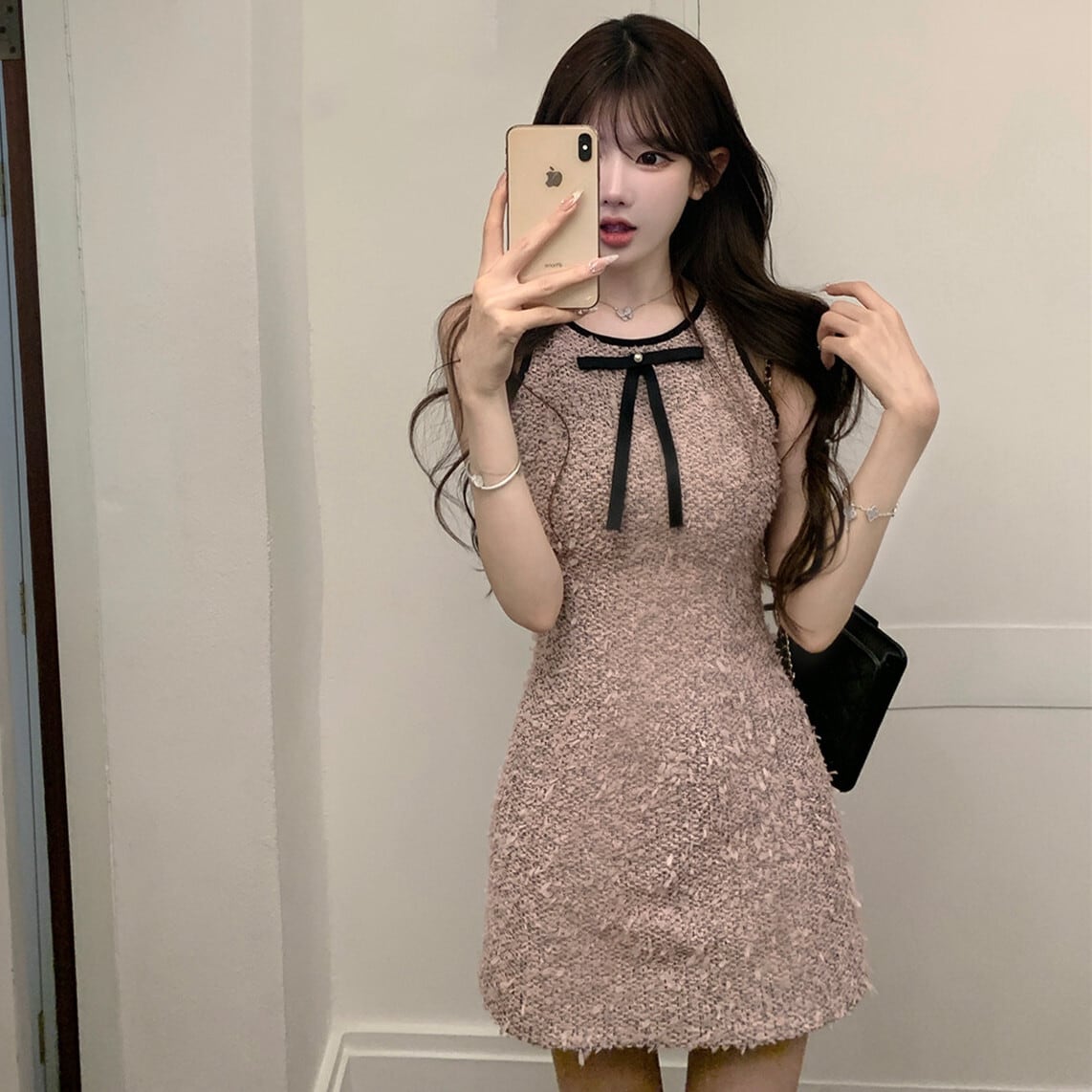 【dress】ノースリーブリボン付きワンピース　M31261