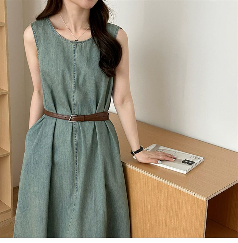【dress】ノースリーブデニムワンピース　M24025
