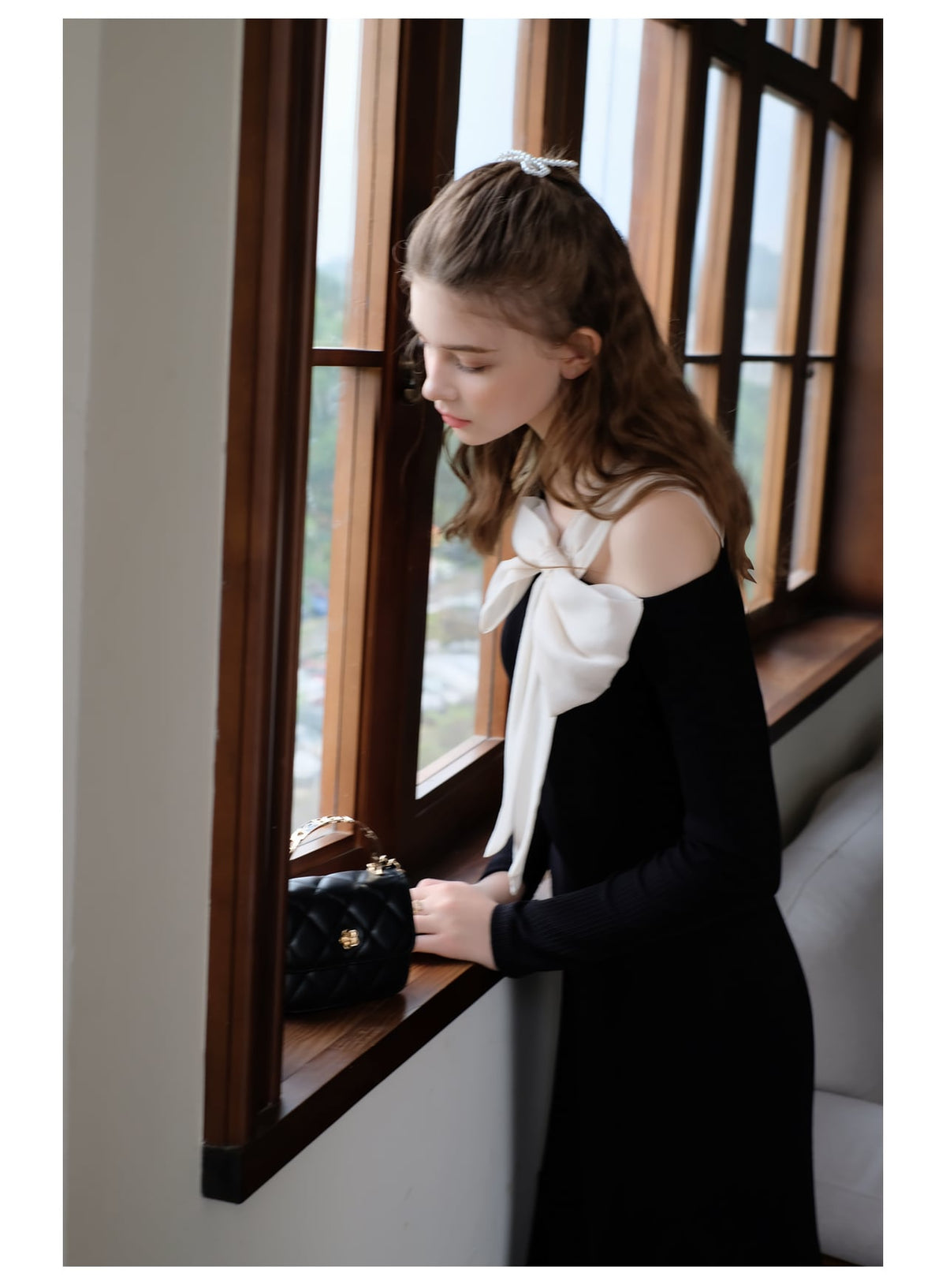 【dress】ショルダーリボンアシンメマーメイドワンピース　N2744