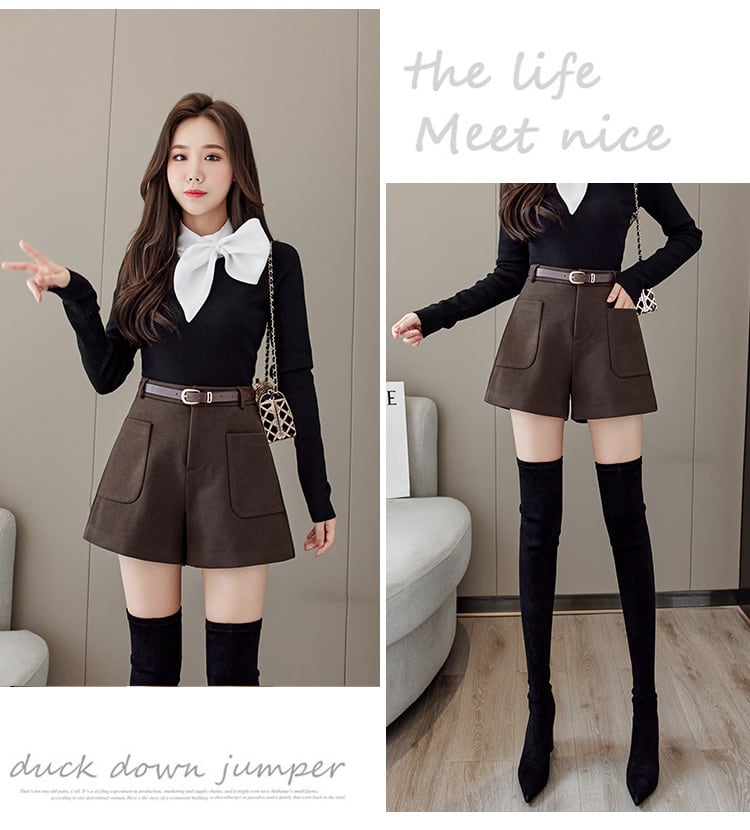 【bottoms】ファッション好感度UP!気質満点秋冬新作ハイウエストショートパンツ G3052