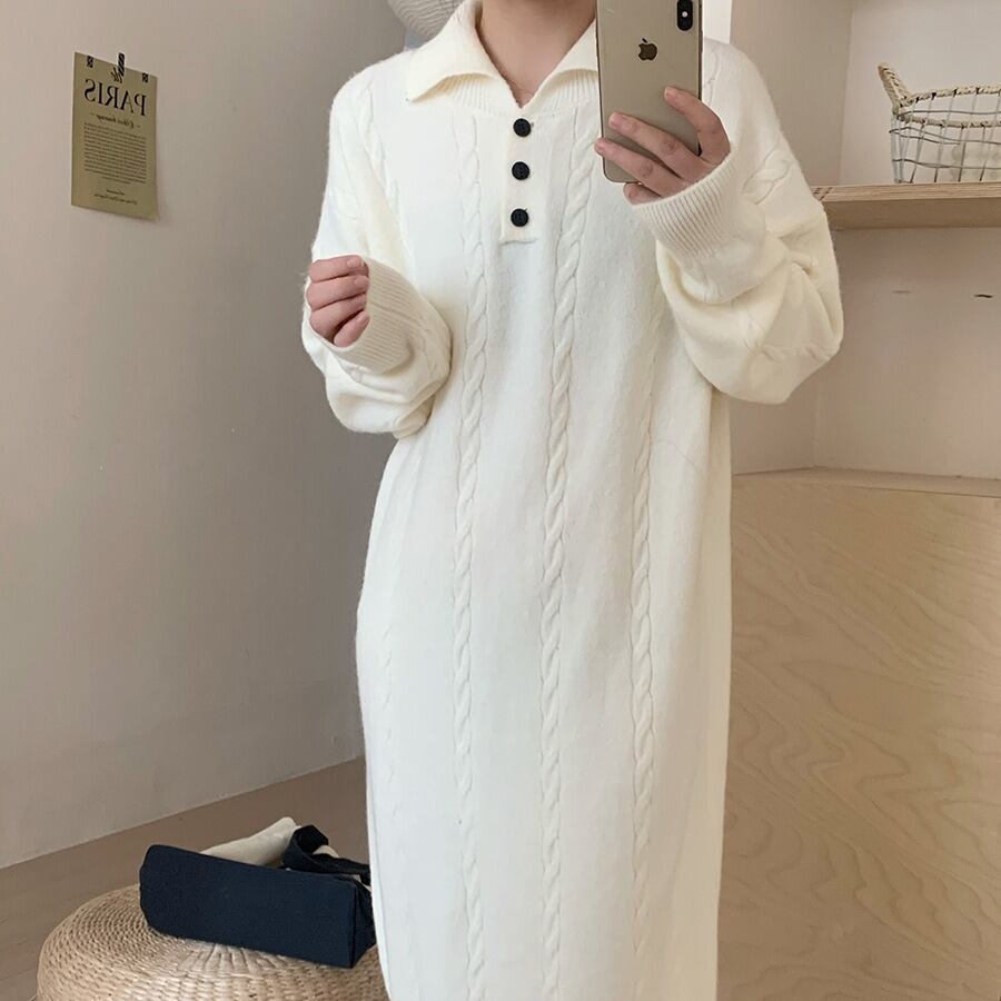 【dress】POLOネックニットワンピース　M18757