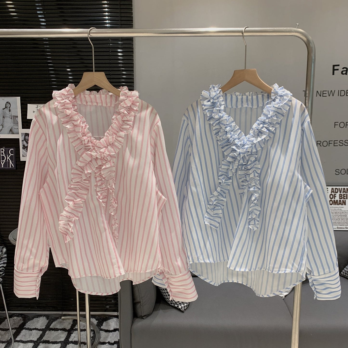 【tops】フリルシャツブラウス　M29981