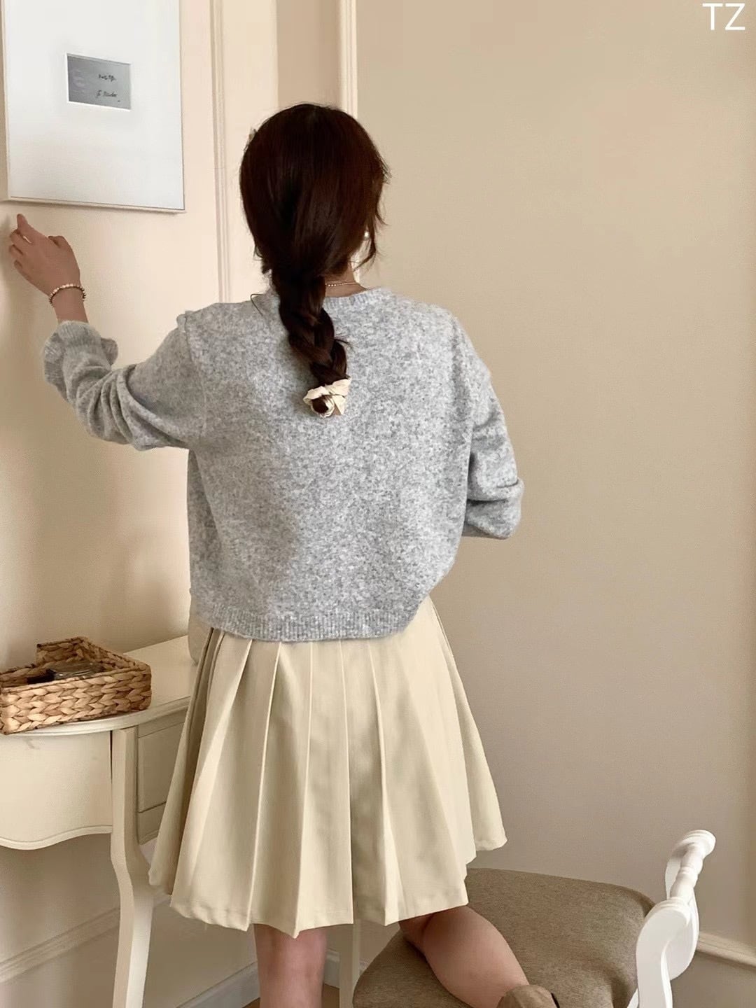 【outer】リボン付きニットカーデ　M17962
