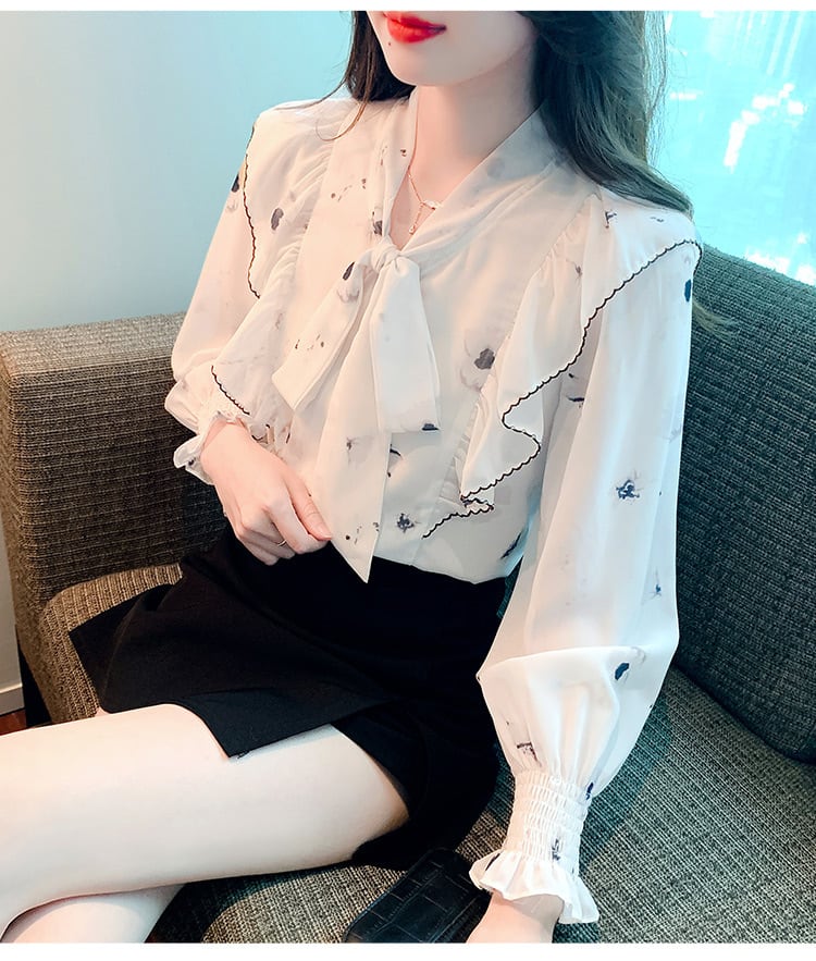 【tops】リボン付きシャツトップス　M18477
