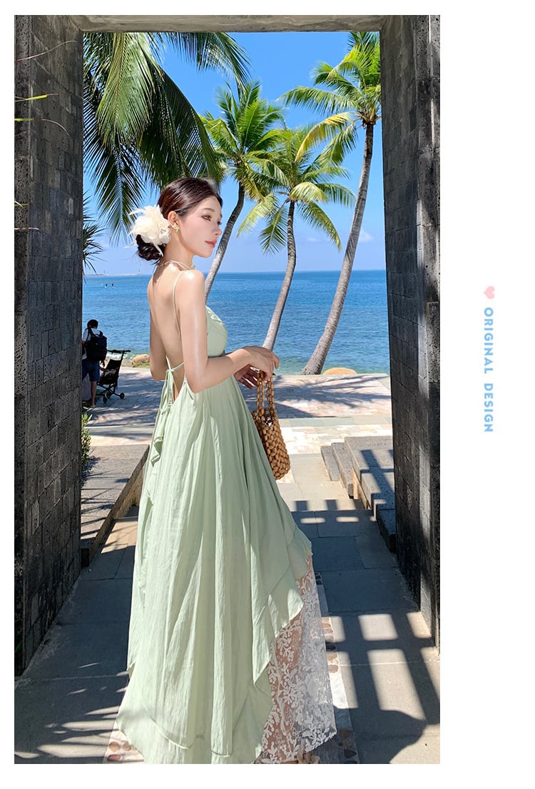 【dress】レース切り替えキャミワンピース　M25185