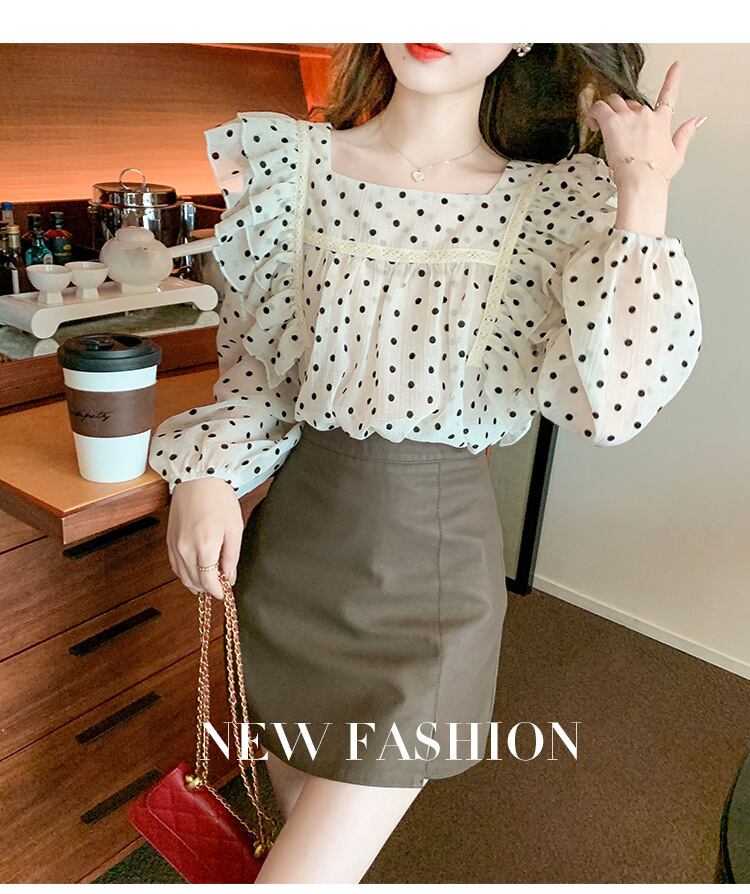 【tops】ドット柄シャツトップス　M28606