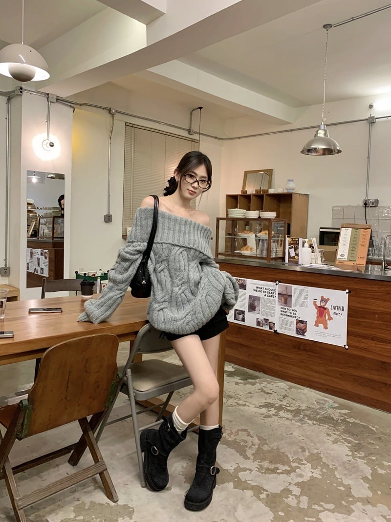 【tops】ボートネックニットセーター　M27457