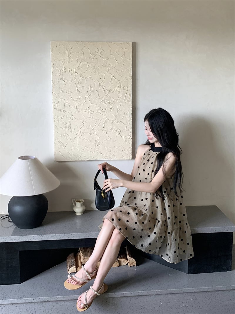 【dress】ノースリーブドット柄ワンピース　M24615