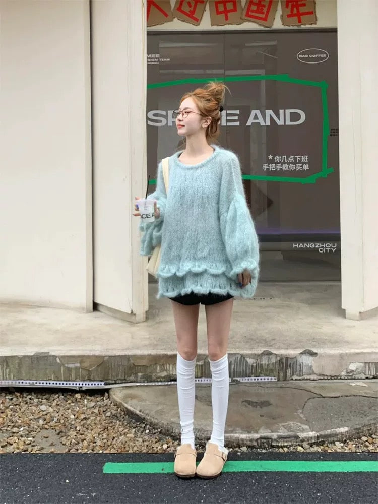 【tops】ランタンスリーブニットセーターG23653