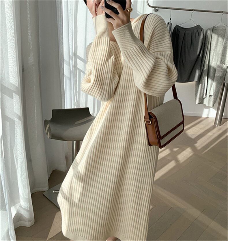 【dress】フード付きニットワンピース　M18237