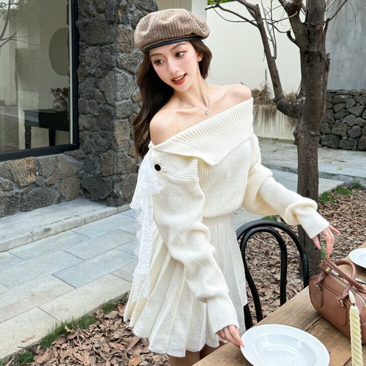 【dress】ボートネックニットワンピース　M27486