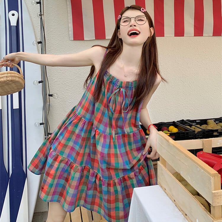 【dress】チェック柄キャミワンピース　M25035