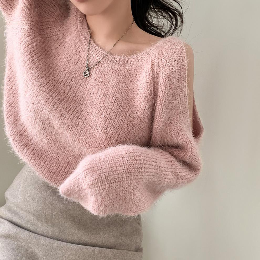 【tops】オフショルダーニットセーター　M26349