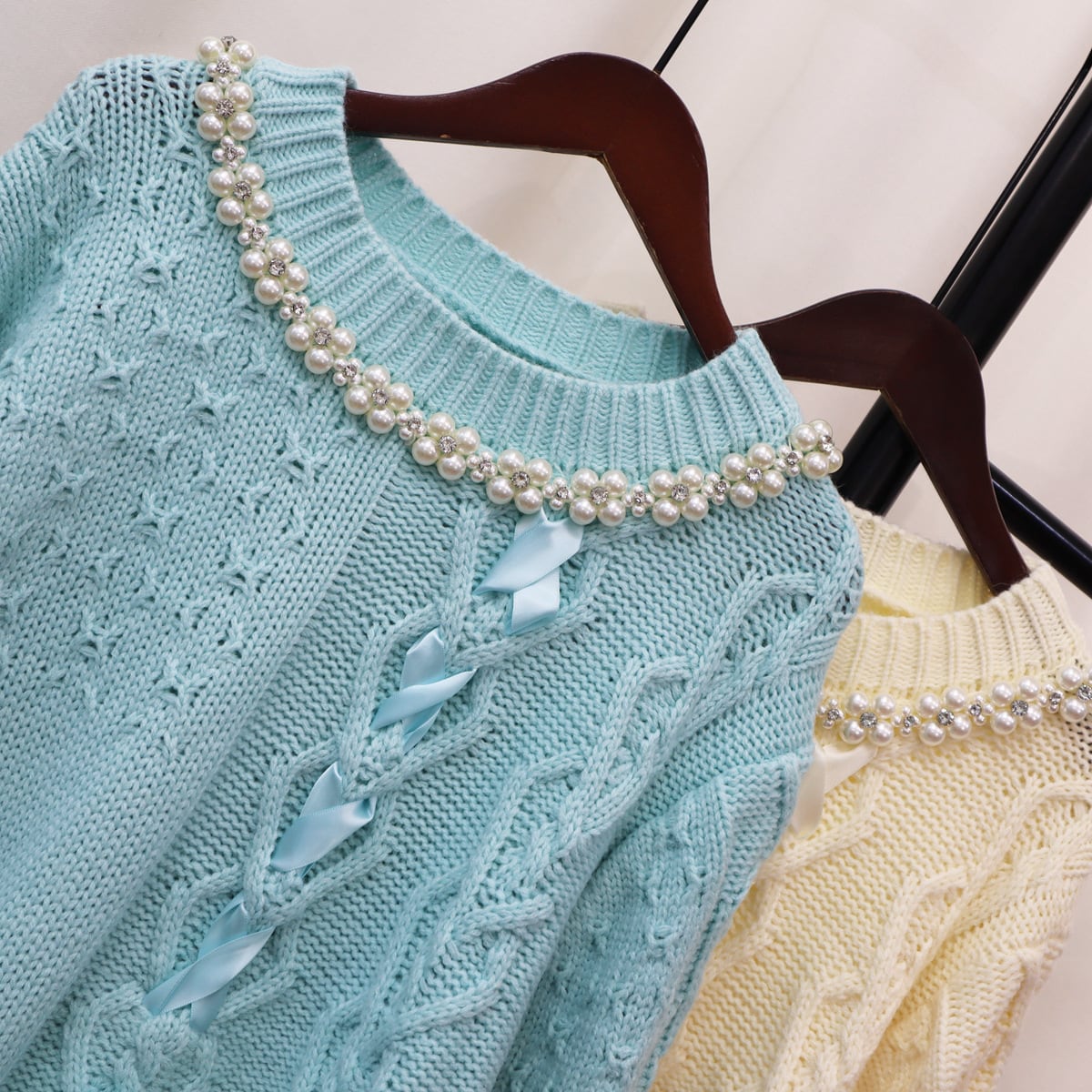 【tops】パールニットセーター　M18795
