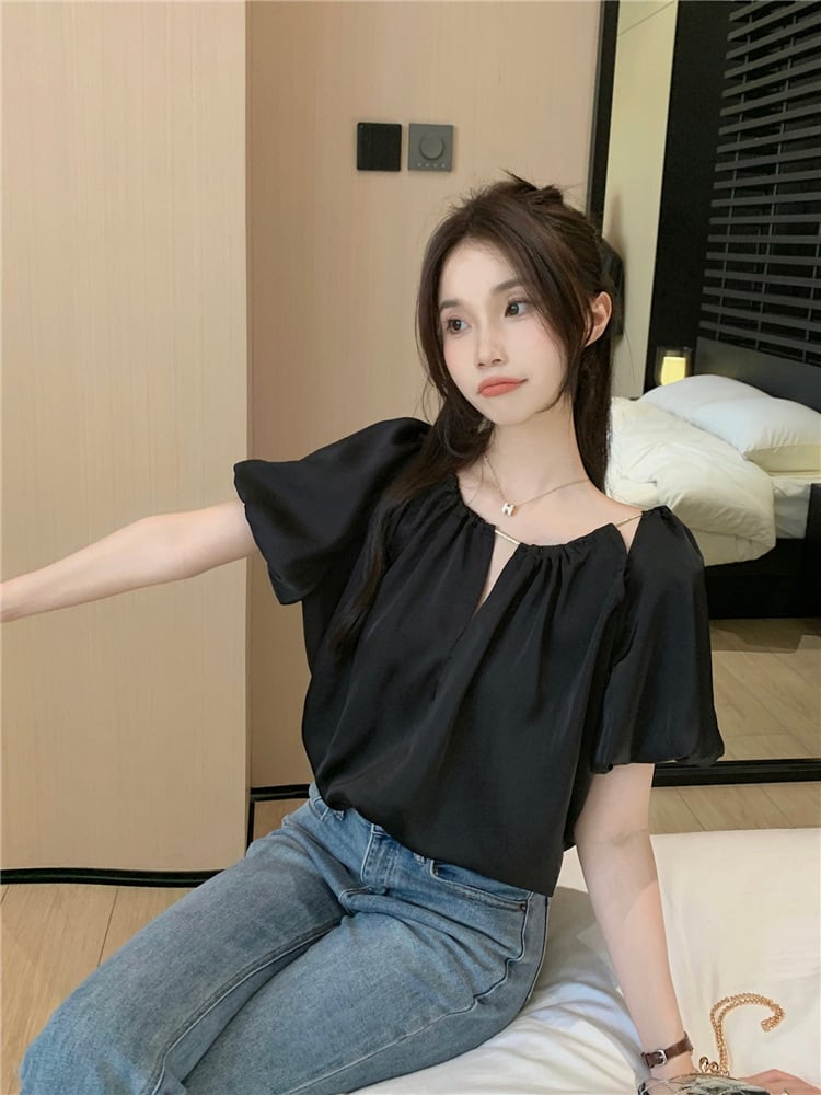 【tops】パフスリーブトップス　M25141