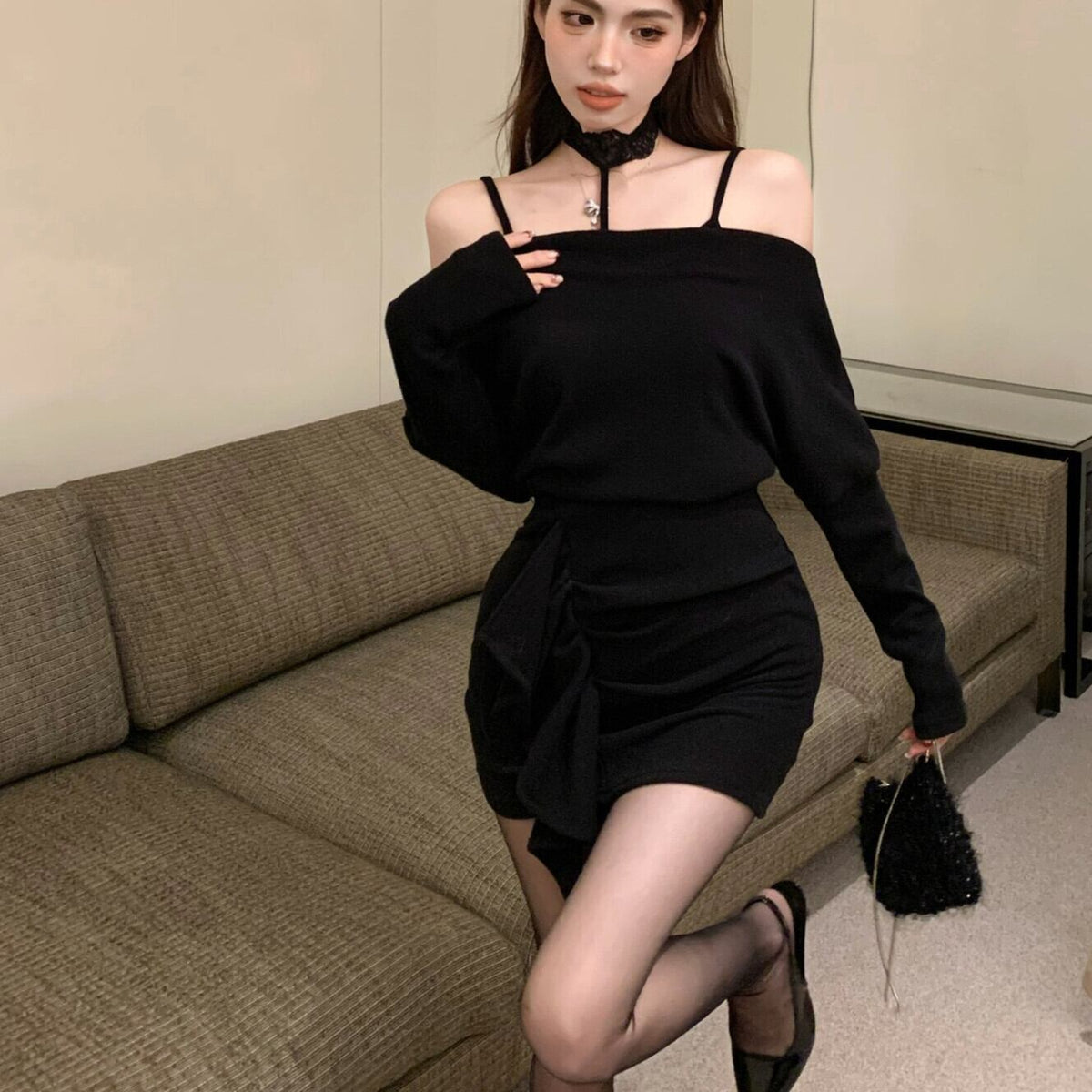 【dress】人気デザインニットワンピース　M28717