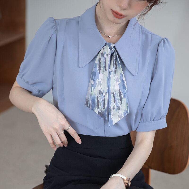 【tops】シフォンOL通勤ブラウスG21077